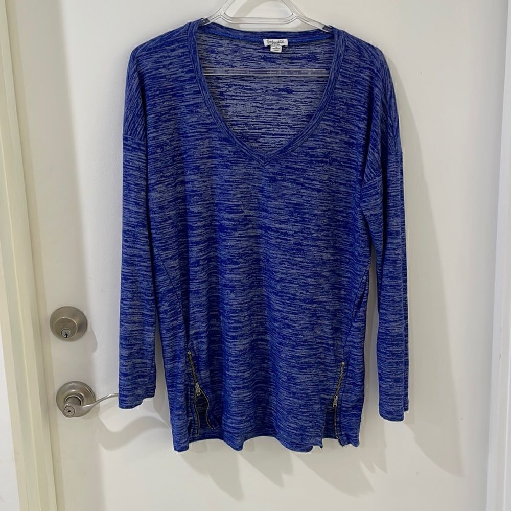 SPLENDID‎  space dyed jersey side zip tunic long sleeve top xs